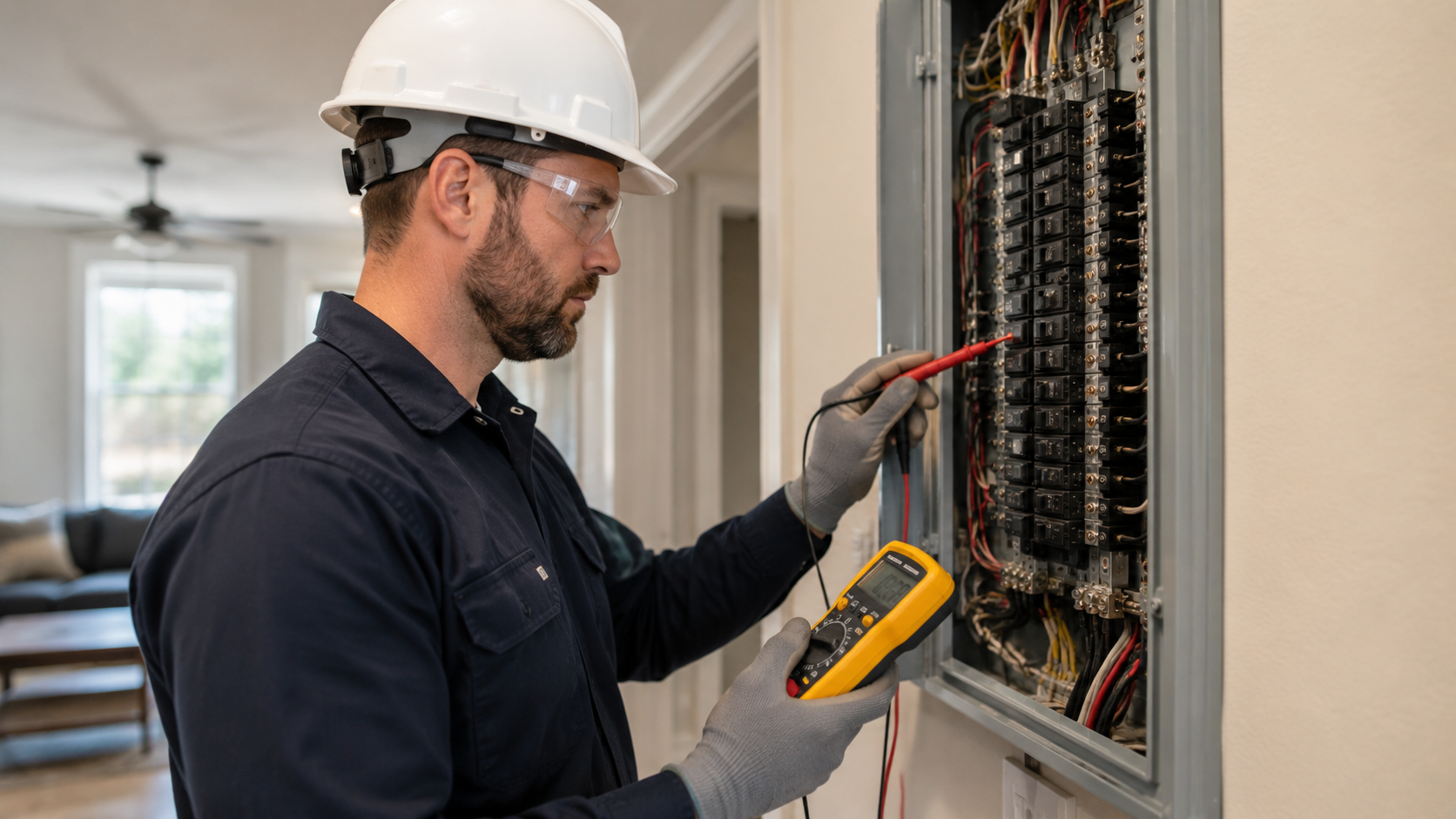 Licensed Electrician Performing Home Electrical Service