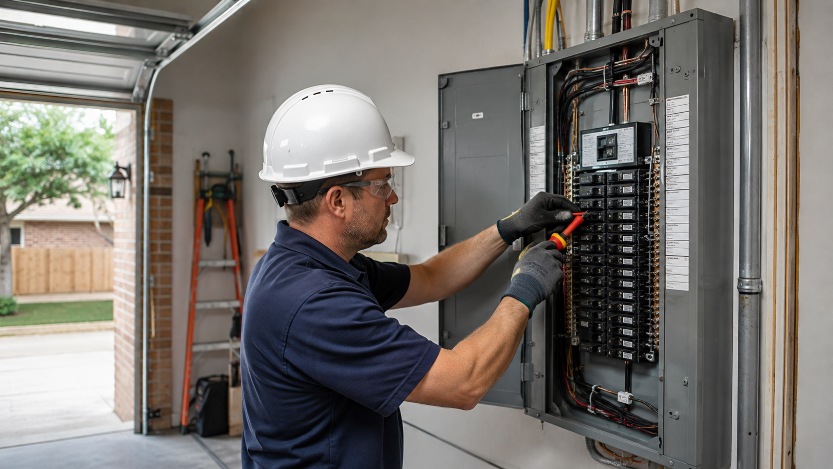 Licensed Electrician Installing a 200-Amp Electrical Panel